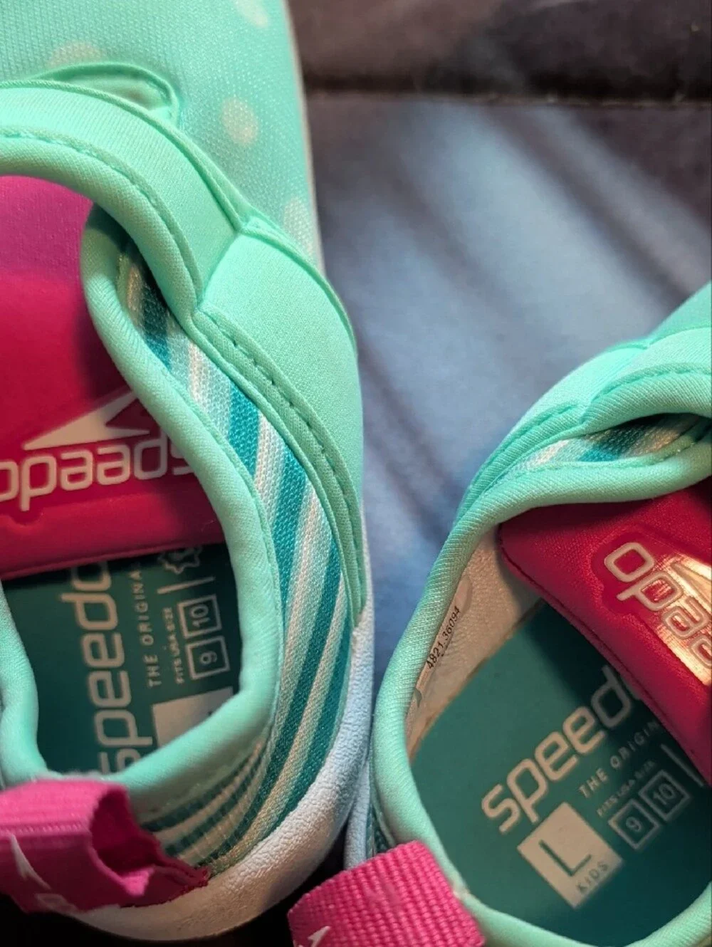 Speedo Kids Water Shoes - Mint Green with Pink Accents